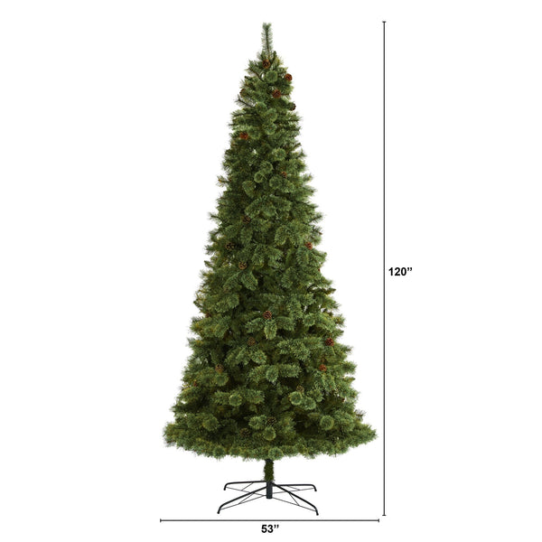 10’ White Mountain Pine Artificial Christmas Tree with 1875 Bendable Branches