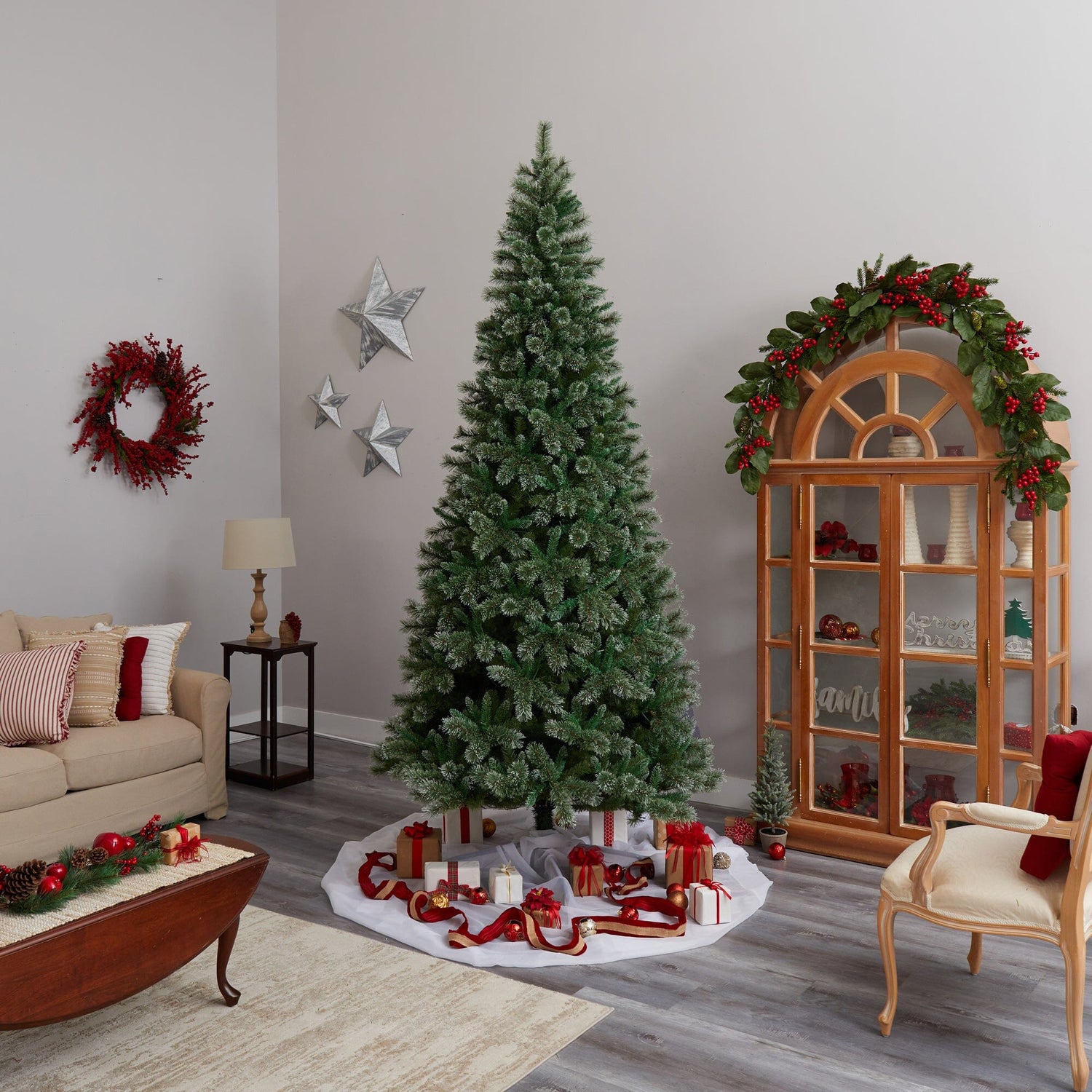 10’ Wisconsin Slim Snow Tip Pine Artificial Christmas Tree with 1652 Bendable Branches