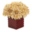 11” Dahlia Artificial Arrangement in Red Ceramic Cube