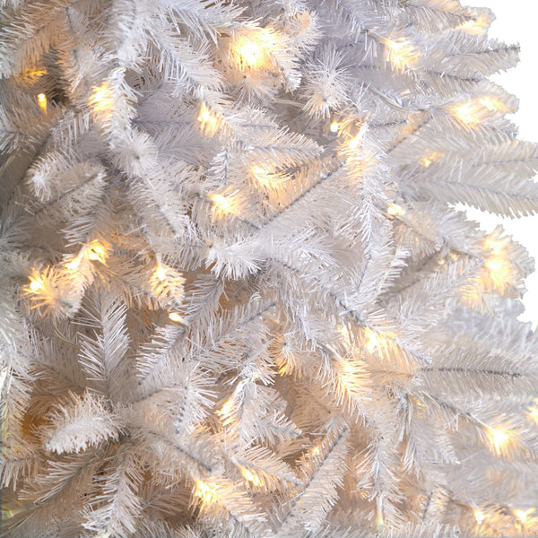 11’ Slim White Artificial Christmas Tree with 950 Warm White LED Lights and 2836 Bendable Branches