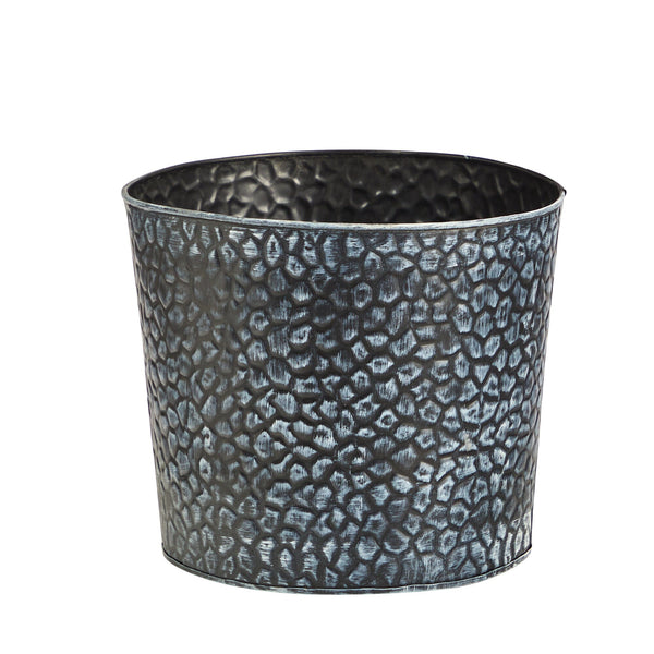 11.5” Embossed Tin Bucket with Pebble Pattern