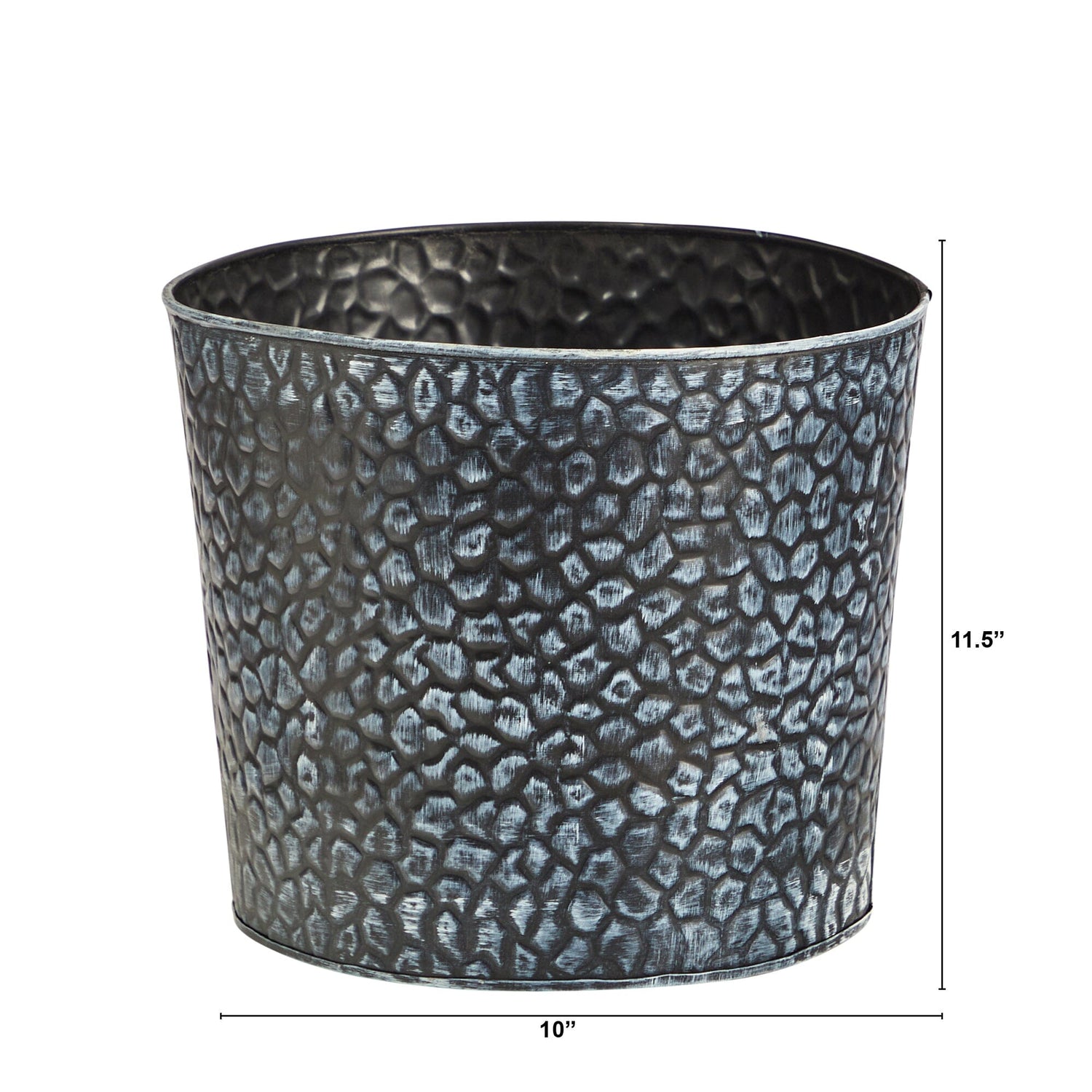 11.5” Embossed Tin Bucket with Pebble Pattern