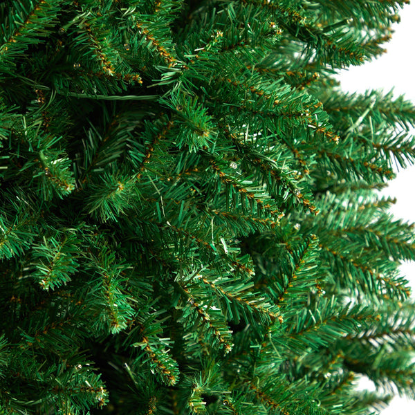 12’ Slim Green Mountain Pine Artificial Christmas Tree with 1100 Clear LED Lights and 3235 Tips