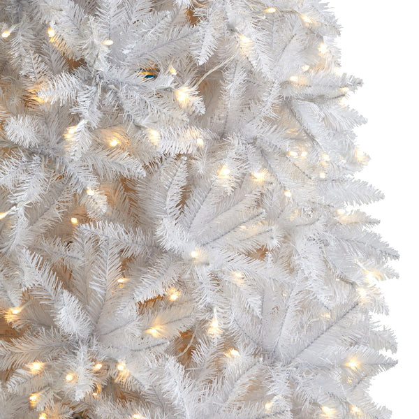 12’ Slim White Artificial Christmas Tree with 1100 Warm White LED Lights and 3235 Bendable Branches