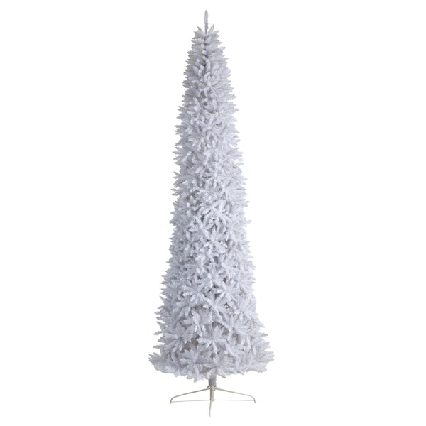 12’ Slim White Artificial Christmas Tree with 3235 Bendable Branches