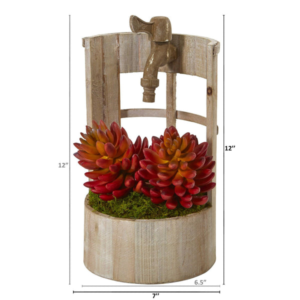 12” Succulent Artificial Plant in Faucet Planter