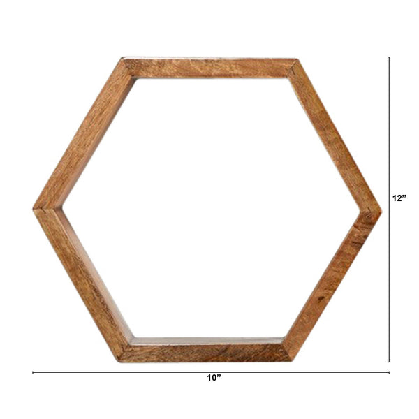 12” Wooden Hexagon Floating Honeycomb Shelve (Set of 5)