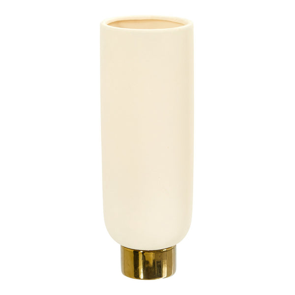 12.75” Elegance Ceramic Cylinder Vase with Gold Accents