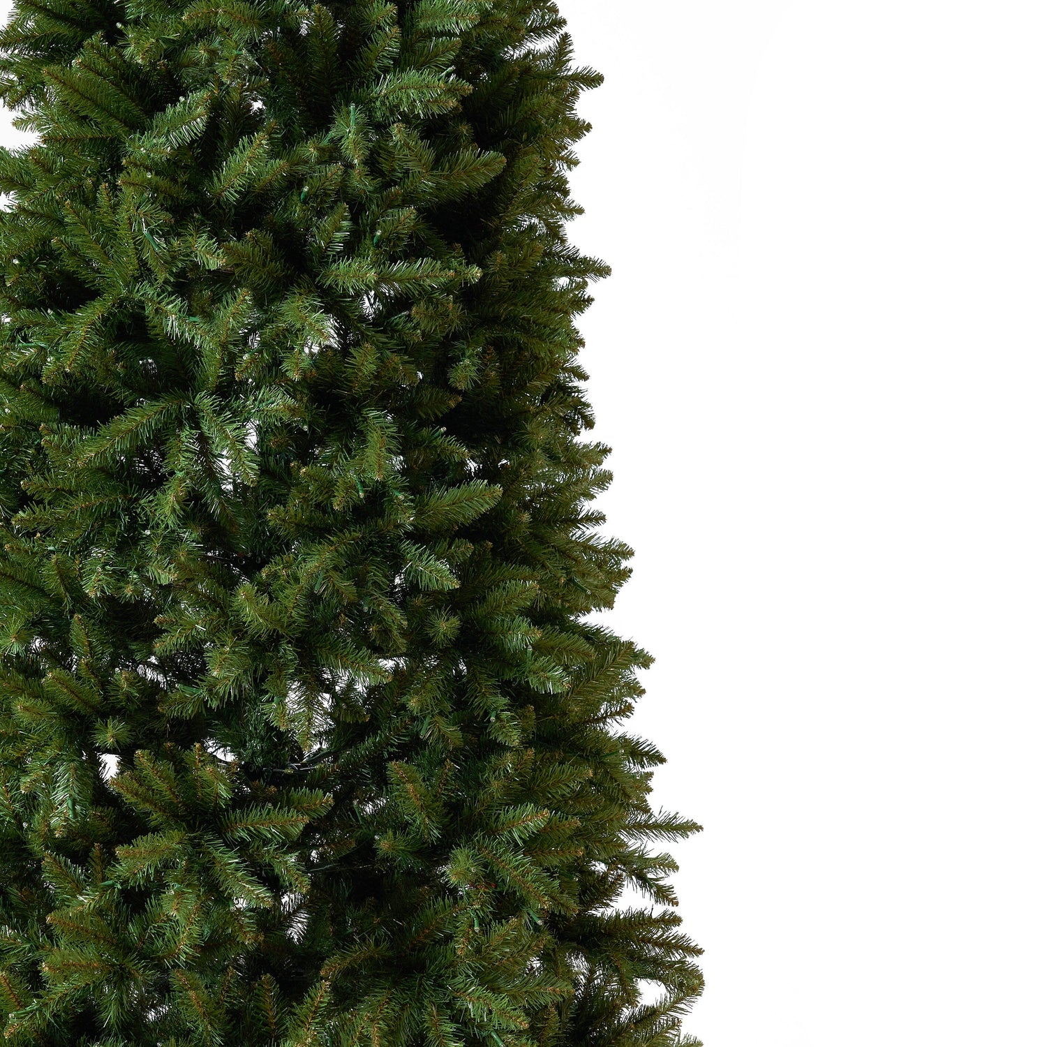 13’ Artificial Slim Green Mountain Pine Christmas Tree with 1360 Warm White LED Lights and 3924 Bendable Branches