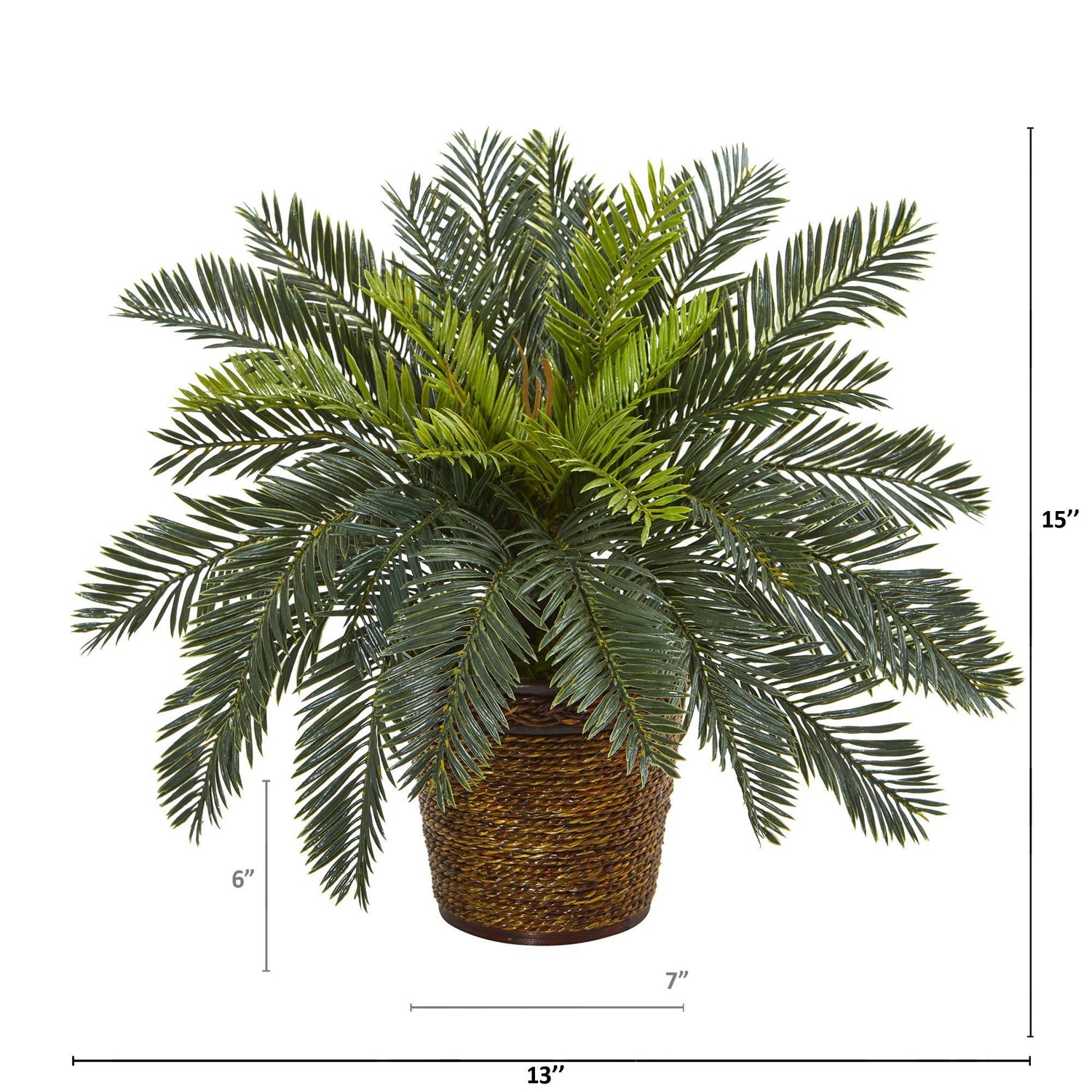 15” Cycas Artificial Plant in Basket