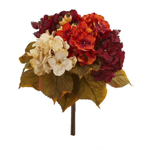 16” Autumn Hydrangea Berry Bouquet Artificial Flower (Set of 2)