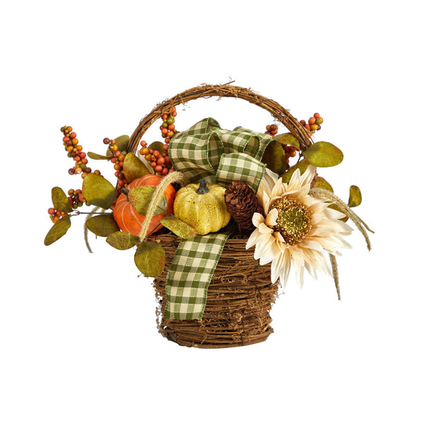 16” Fall Pumpkin Gourds and Berries Artificial Autumn Arrangement