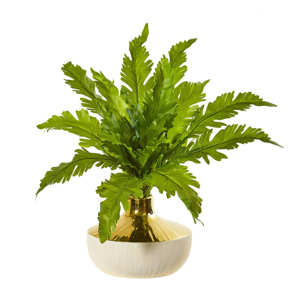 16” Fern Artificial Plant in Designer Vase