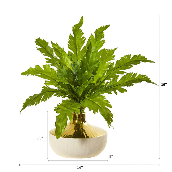 16” Fern Artificial Plant in Designer Vase