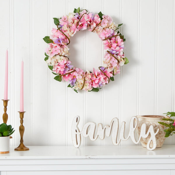 16” Hydrangea Artificial Wreath