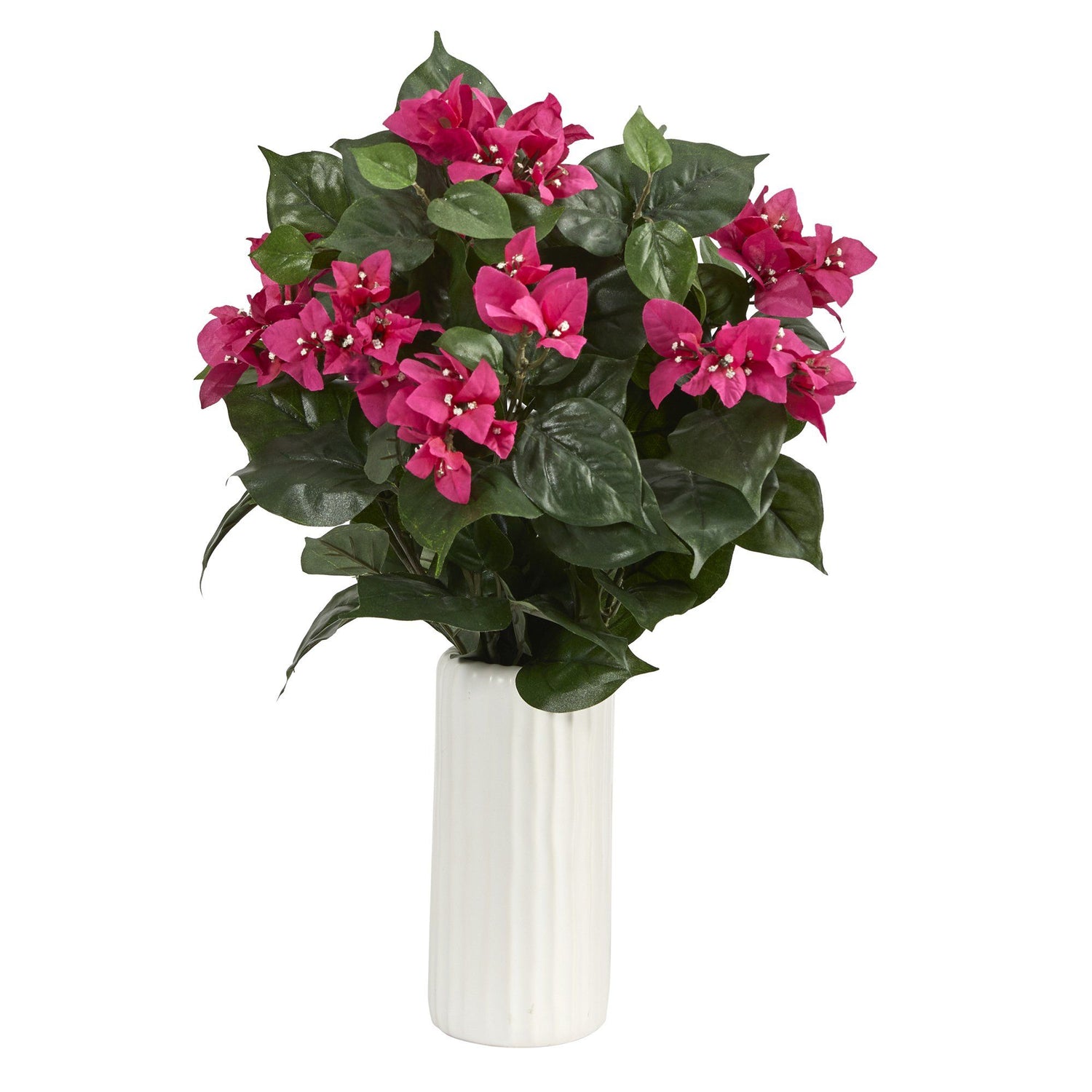 18” Bougainvillea Artificial Plant in White Planter