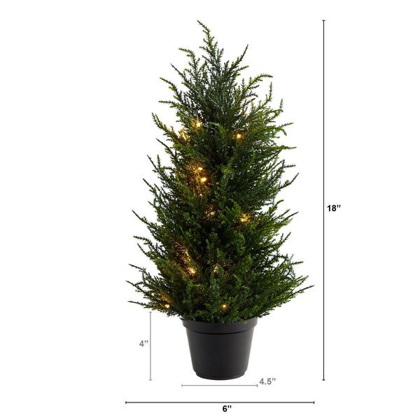 18” Cedar Artificial Tree with LED Lights UV Resistant (Indoor/Outdoor)