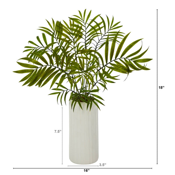 18” Mini Areca Palm Artificial Plant in White Planter