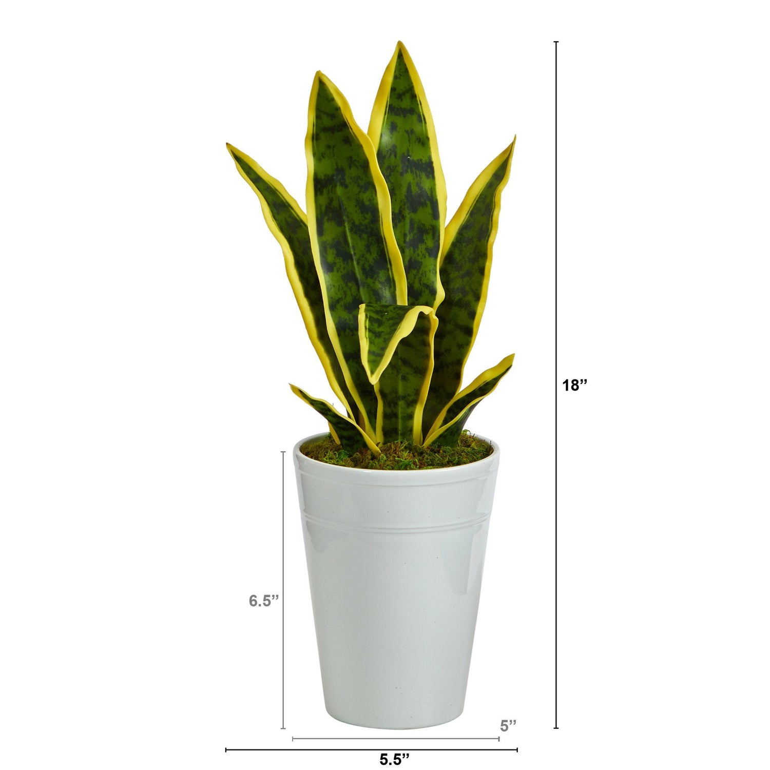 18” Sansevieria Artificial Plant in White Planter