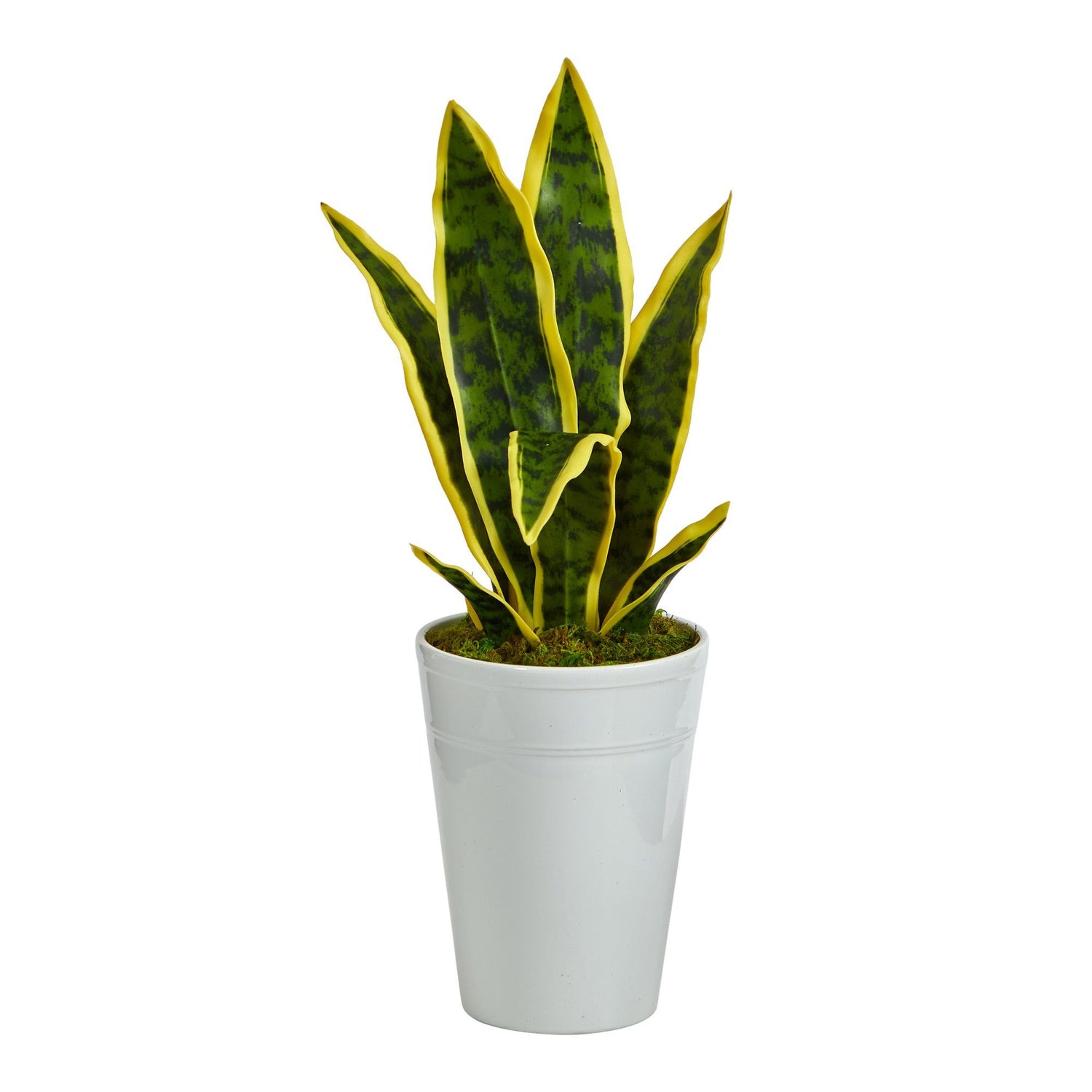 18” Sansevieria Artificial Plant in White Planter