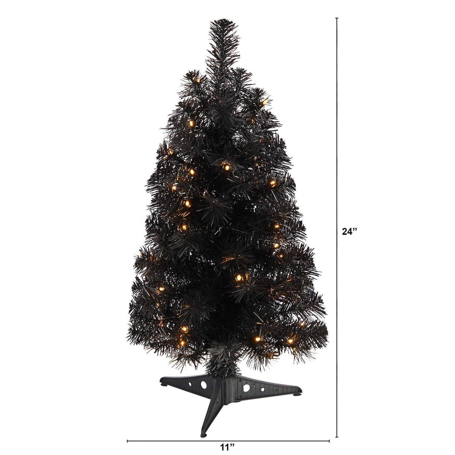 2’ Black Artificial Christmas Tree with 35 LED Lights and 72 Bendable Branches