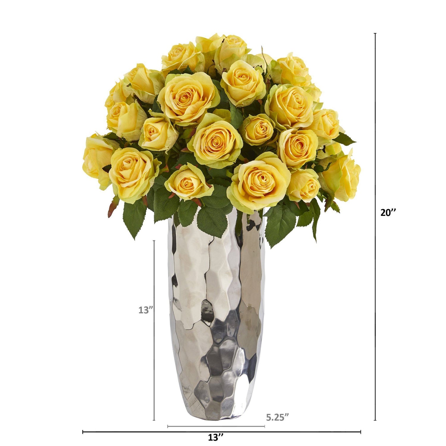 20” Rose Artificial Arrangement in Silver Vase