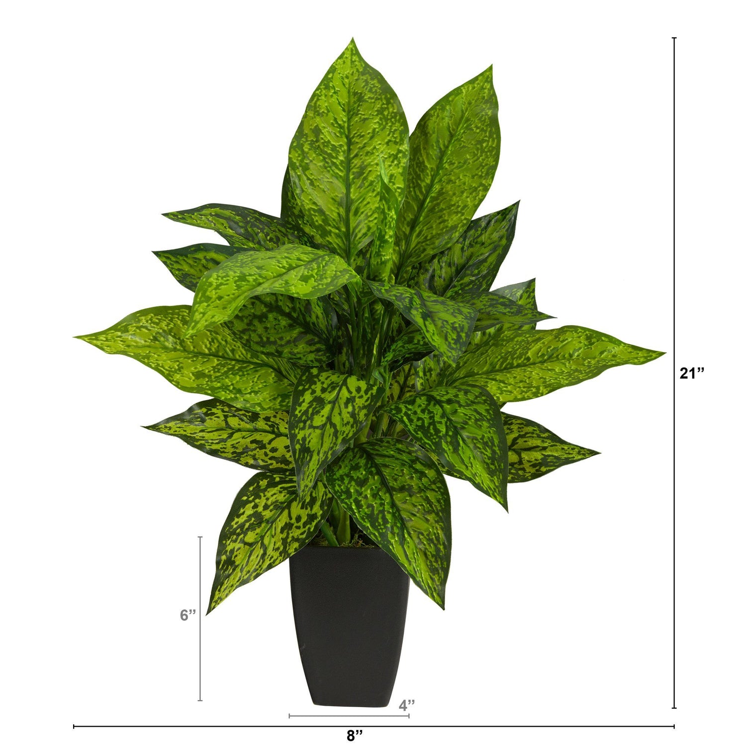 21” Dieffenbachia Artificial Plant in Black Planter