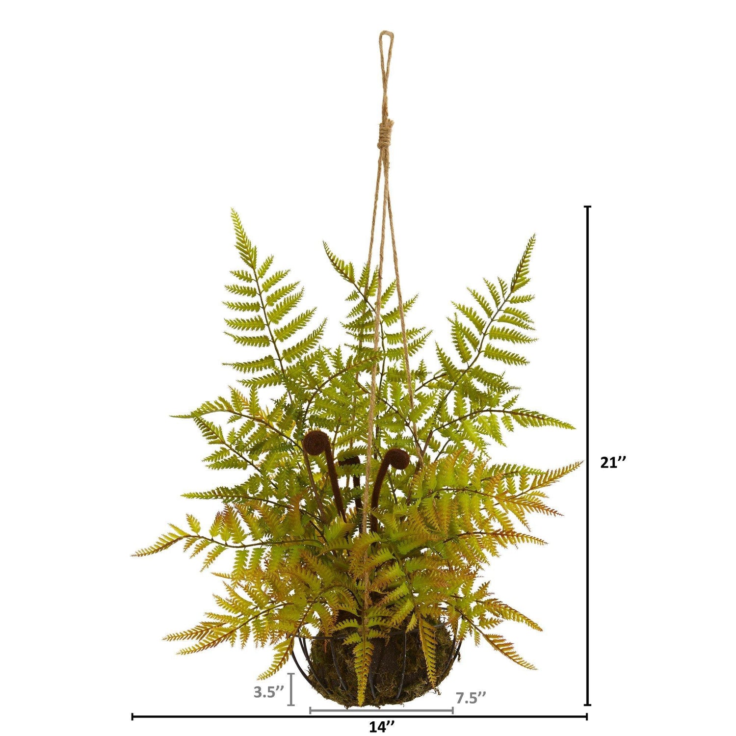 21” Fern Artificial Plant in Metal Hanging Basket