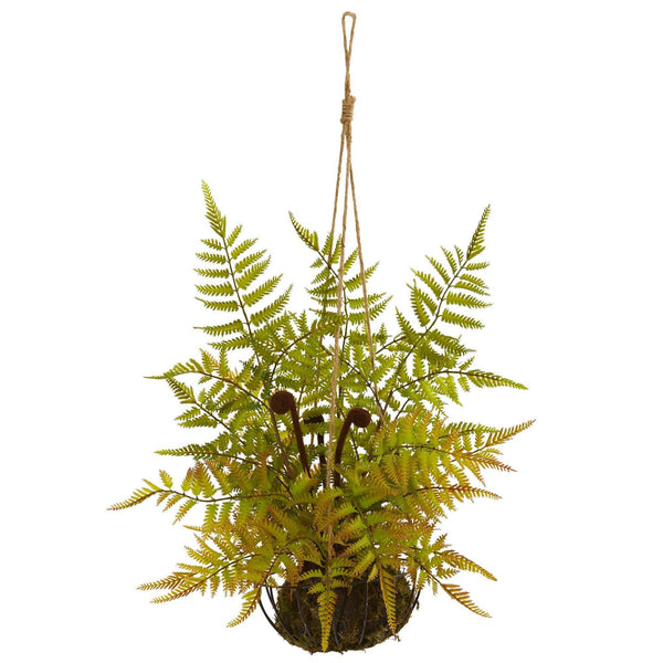 21” Fern Artificial Plant in Metal Hanging Basket