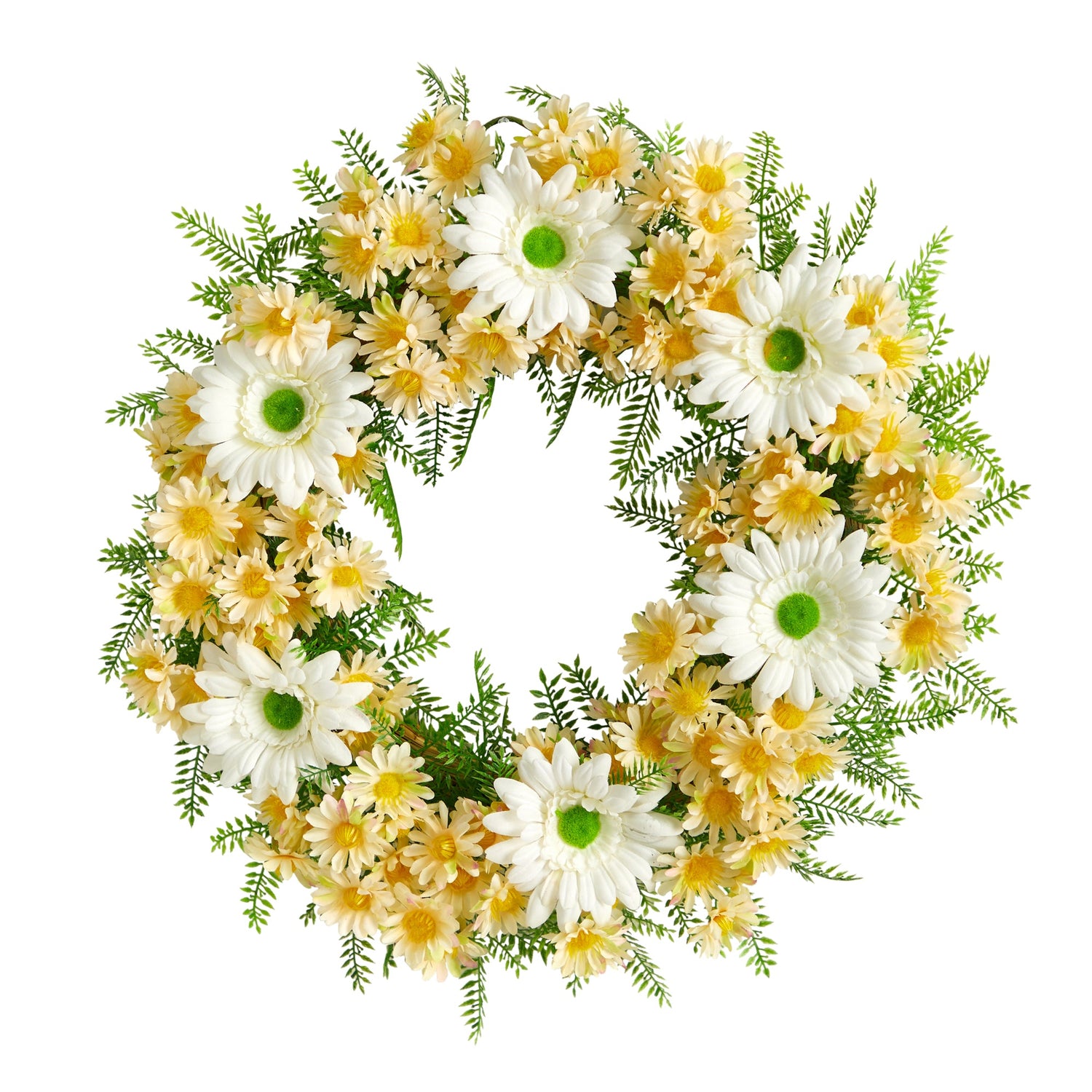 21” Artificial Mixed Daisy Wreath