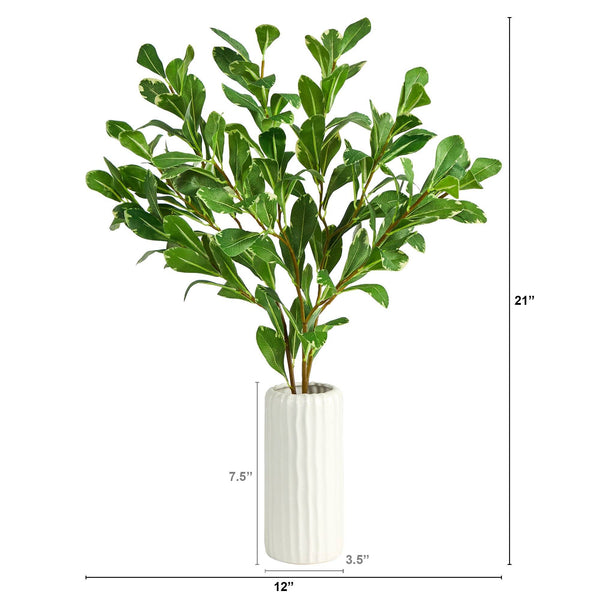 21” Salal Artificial Plant in White Planter