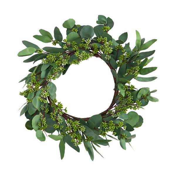 22” Eucalyptus and Berry Artificial Wreath