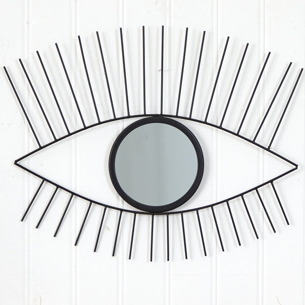 24” Black Metal Eye Wall Mirror