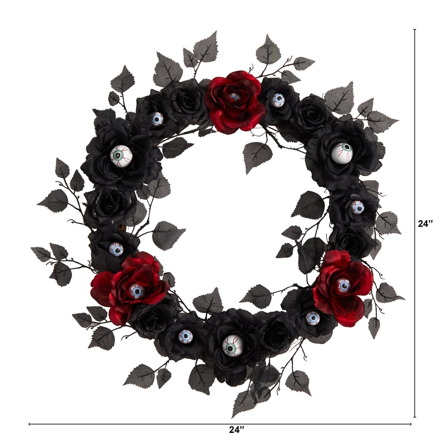 24” Eyeball Rose Halloween Artificial Wreath