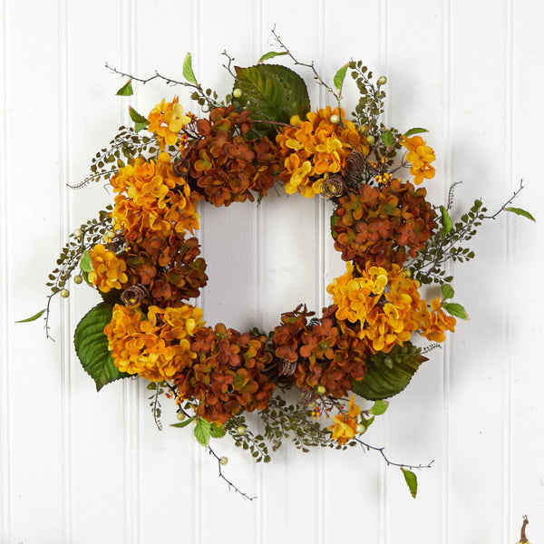 24” Fall Hydrangea Artificial Autumn Wreath