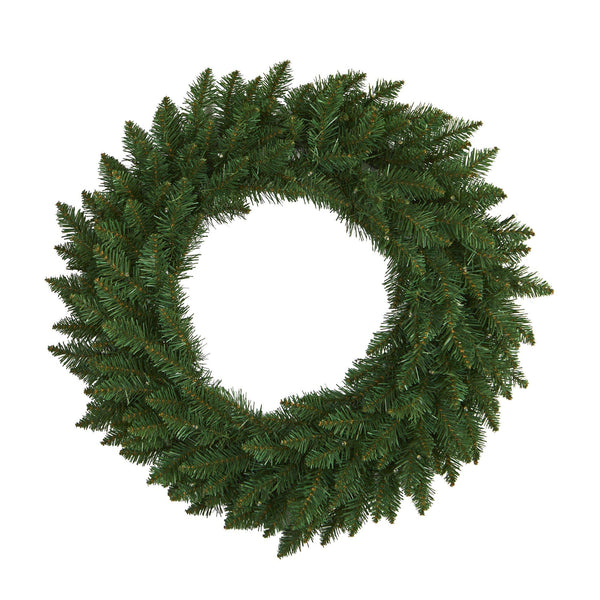 24” Green Pine Artificial Christmas Wreath with 35 Clear LED Lights