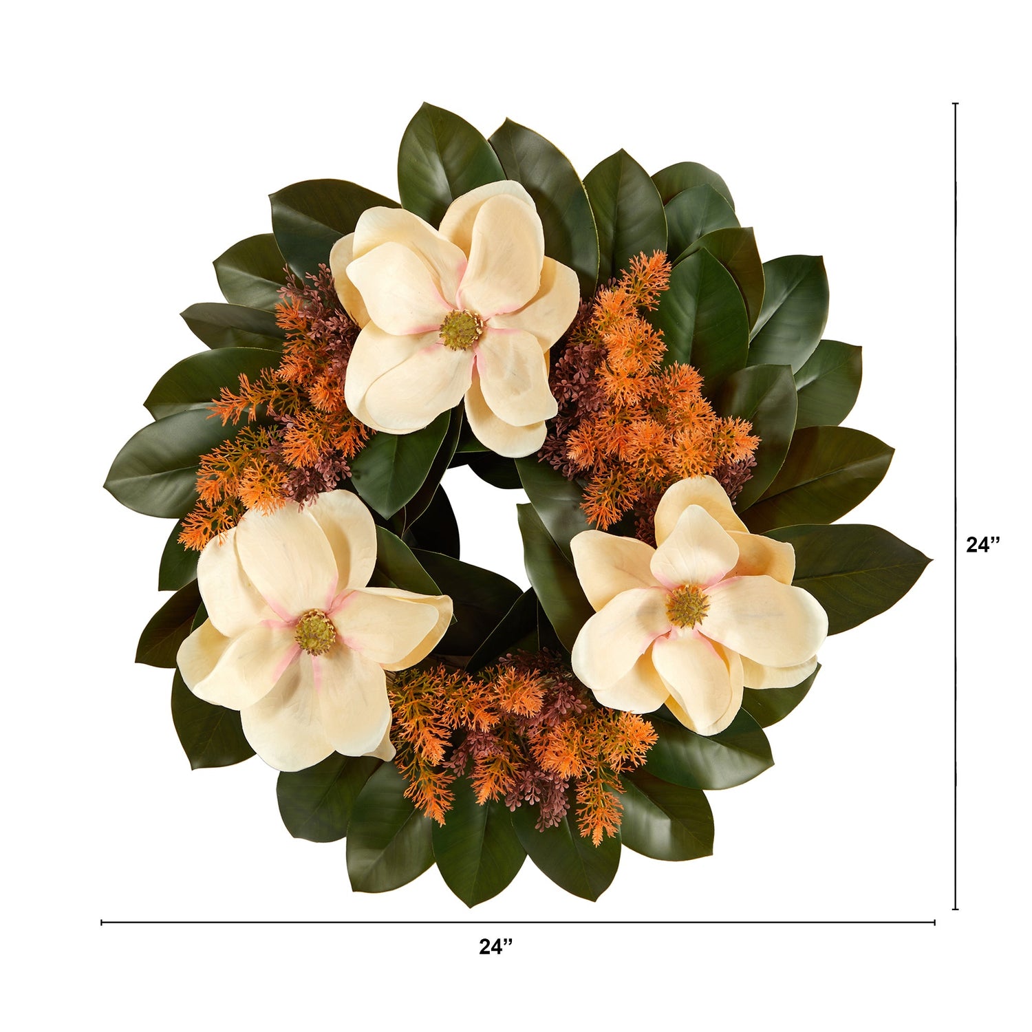 24” Magnolia Artificial Wreath