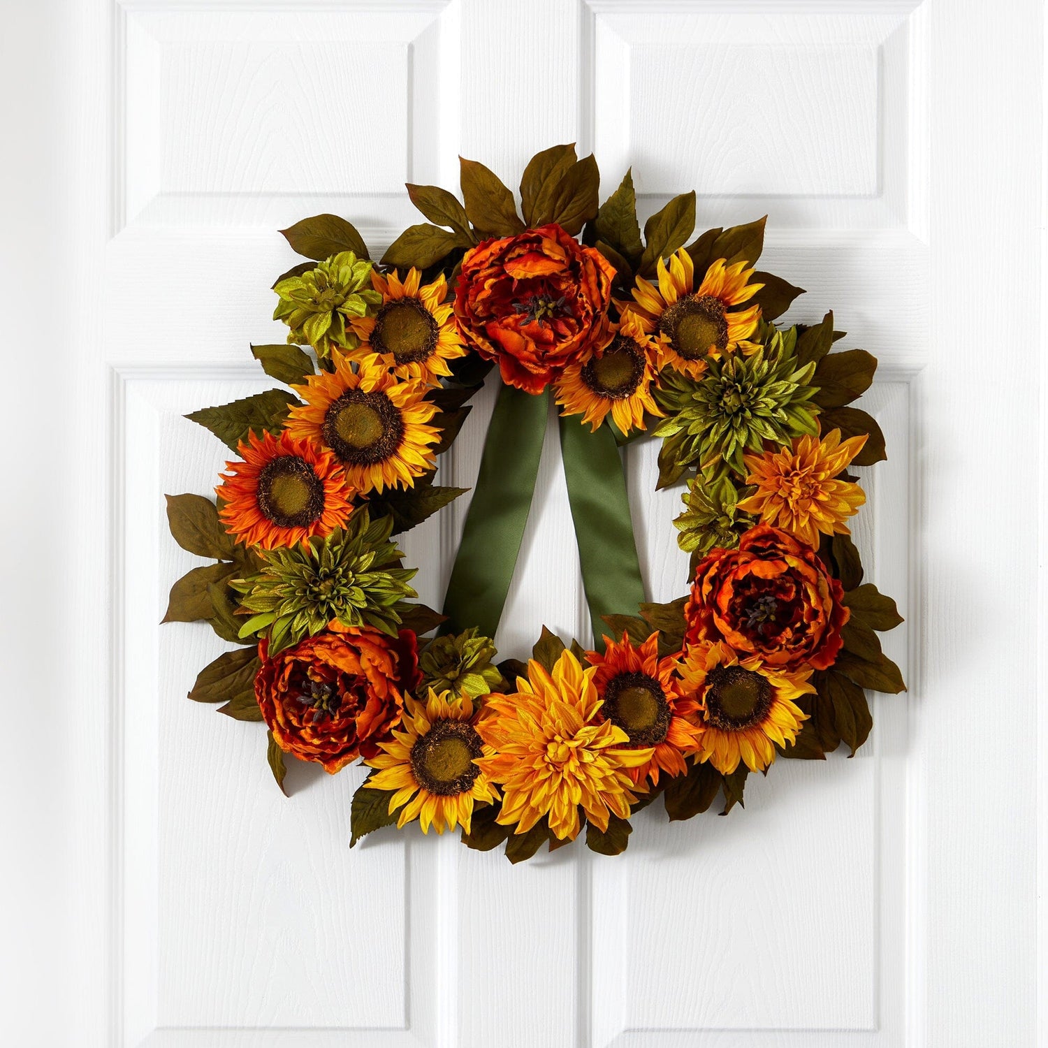 24” Peony, Dahlia and Sunflower Artificial Wreath