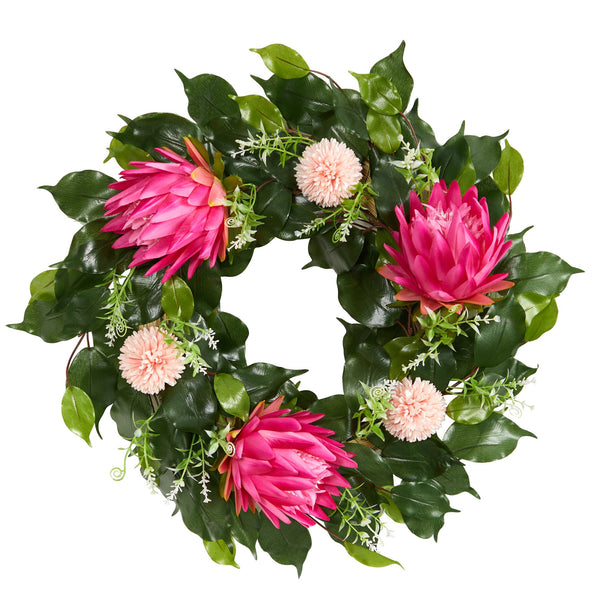 24” Protea Artificial Wreath