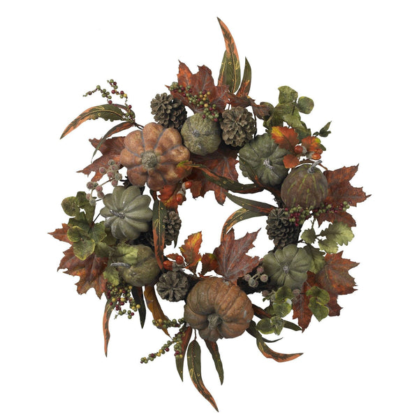 24" Pumpkin & Gourd Wreath"