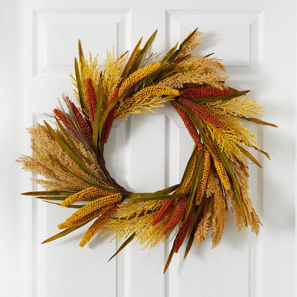 25” Sorghum Harvest Artificial Wreath