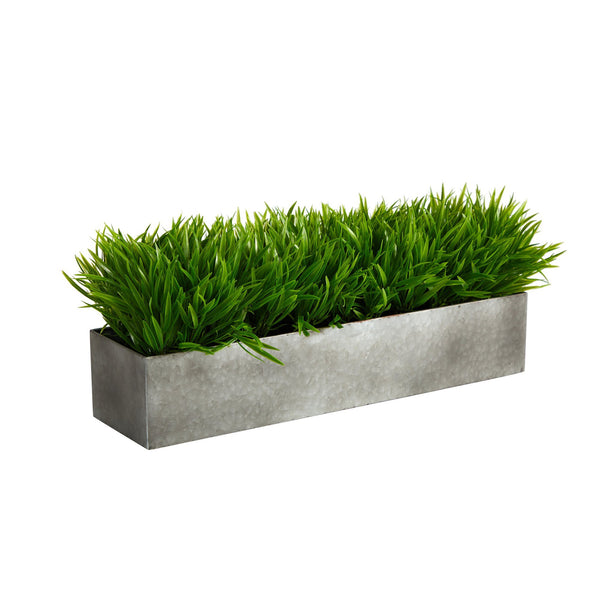 25” Wild Grass Artificial Plant in Metal Planter