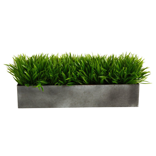 25” Wild Grass Artificial Plant in Metal Planter