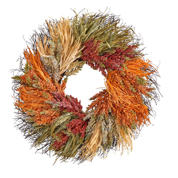 26” Fall Sorghum Harvest Autumn Artificial Wreath