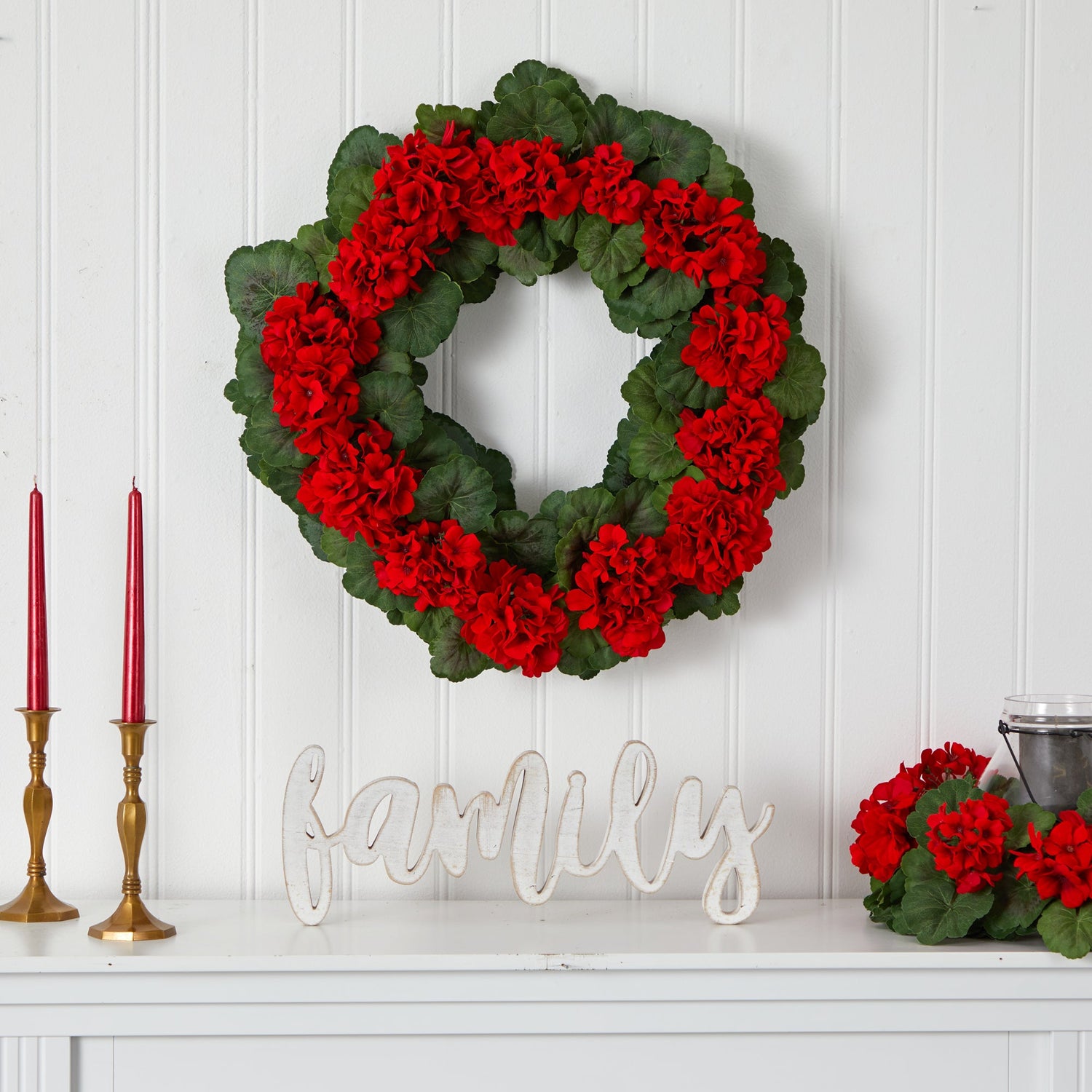 26” Geranium Artificial Wreath