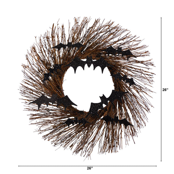 26" Halloween Bats Twig Wreath"