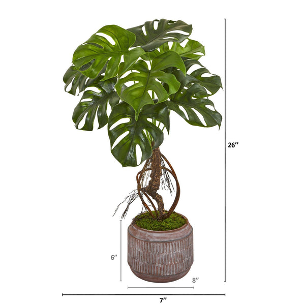 26” Monstera Artificial Plant in Stoneware Planter