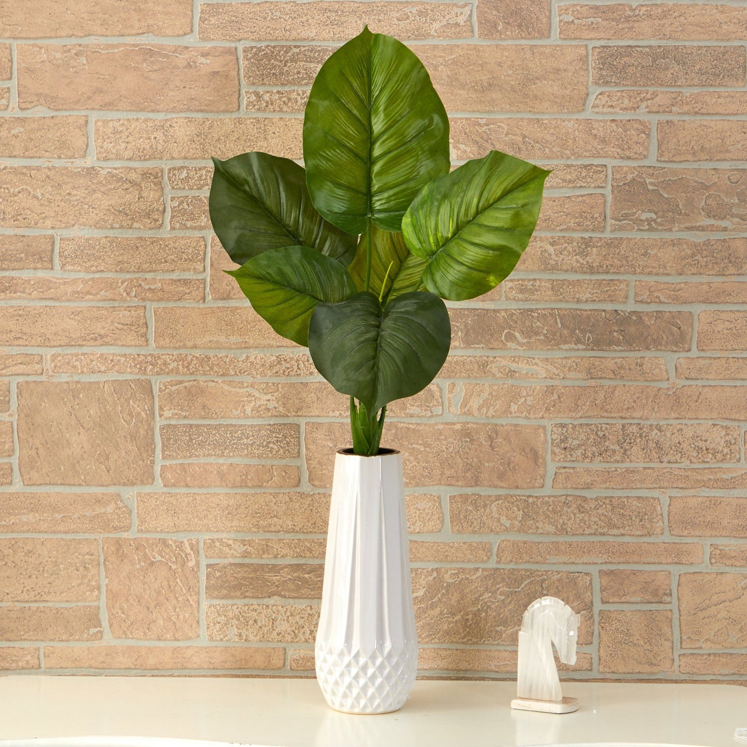 27” Large Philodendron Leaf Artificial Bush Plant (Set of 4)