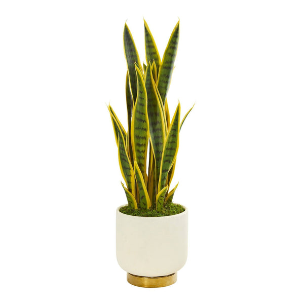 27” Sansevieria Artificial Plant in Designer Bowl