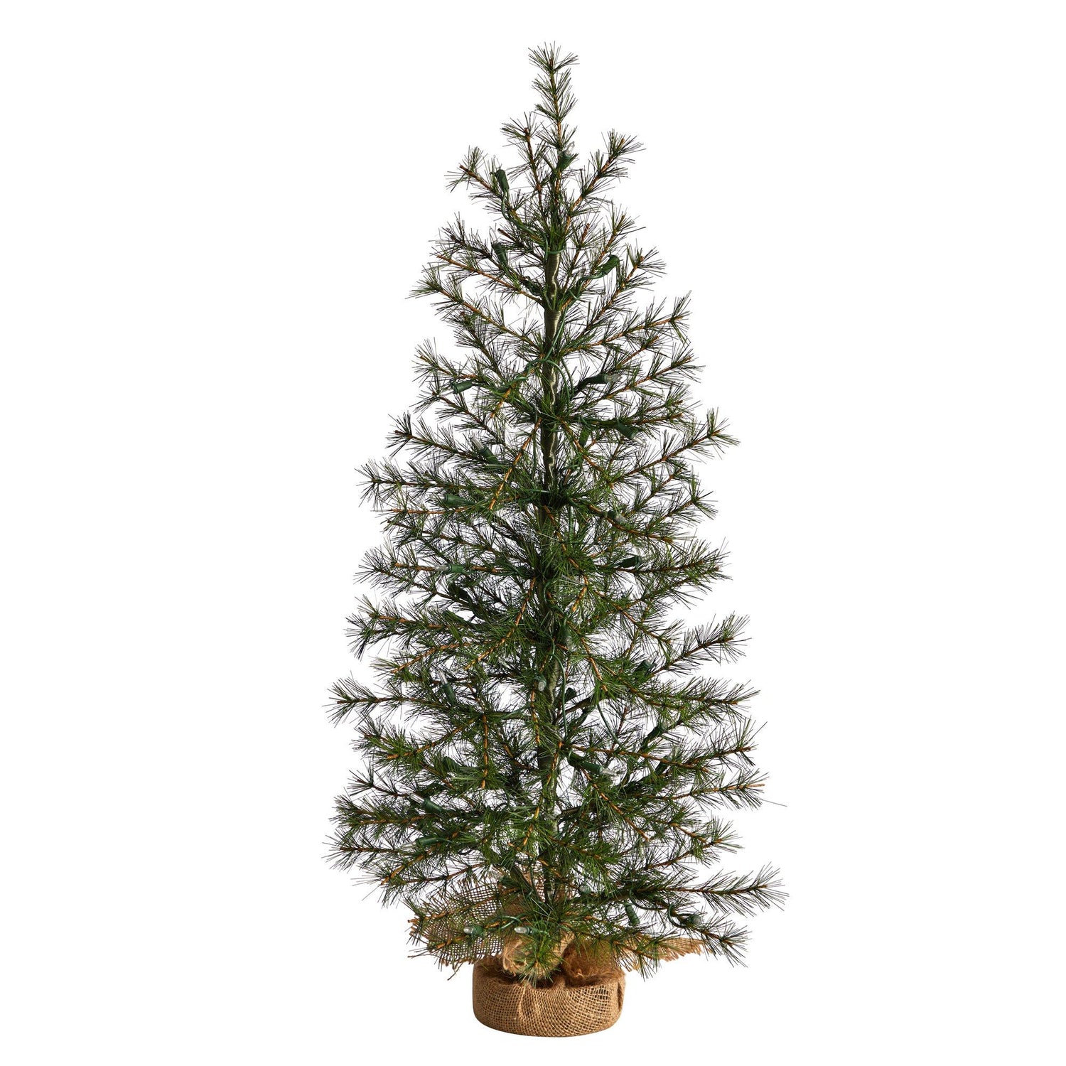 3’ Artificial Christmas Tree with 50 Clear LED Lights Set in a Burlap Base